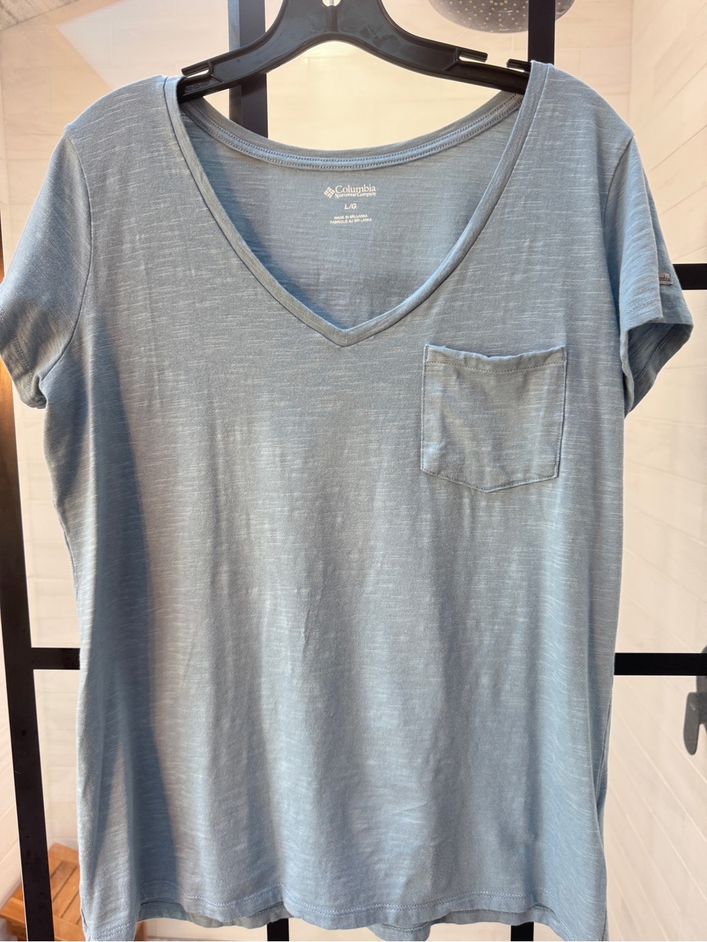 Columbia Women’s Light Blue V-Neck Pocket Tee